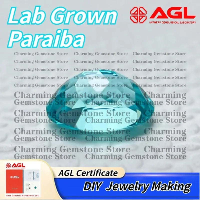 Lab Grown Paraiba Oval Gemstone for DIY Jewelry Making Inlay Ring Necklace AGL Certificate Lab Created Paraiba Tourmaline