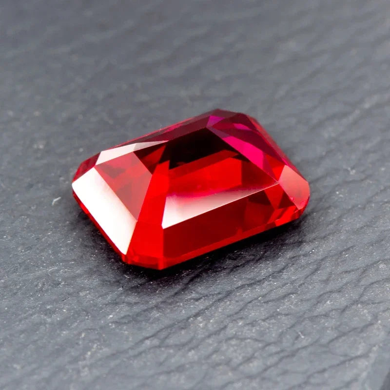 Top Lab Grown Ruby Emerald Cut Pigeon Blood Color Small Size DIY Charms Jewelry Main Materials Extremely Shiny