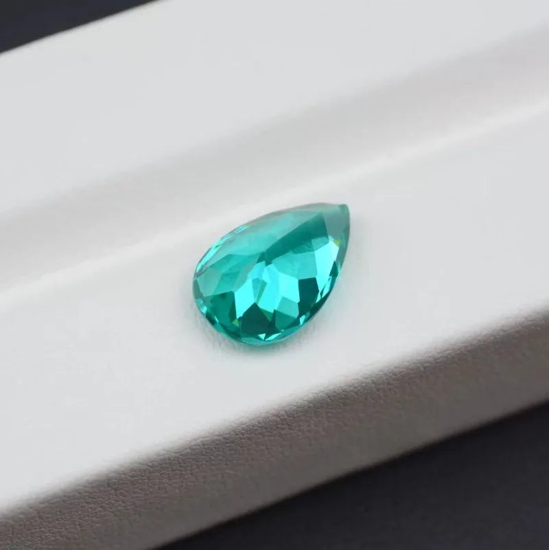 Lab Grown Paraiba Pear Cut Neon Blue Color Gemstone for DIY Ring Necklace Earrings Main Materials Selectable AGL Certificate