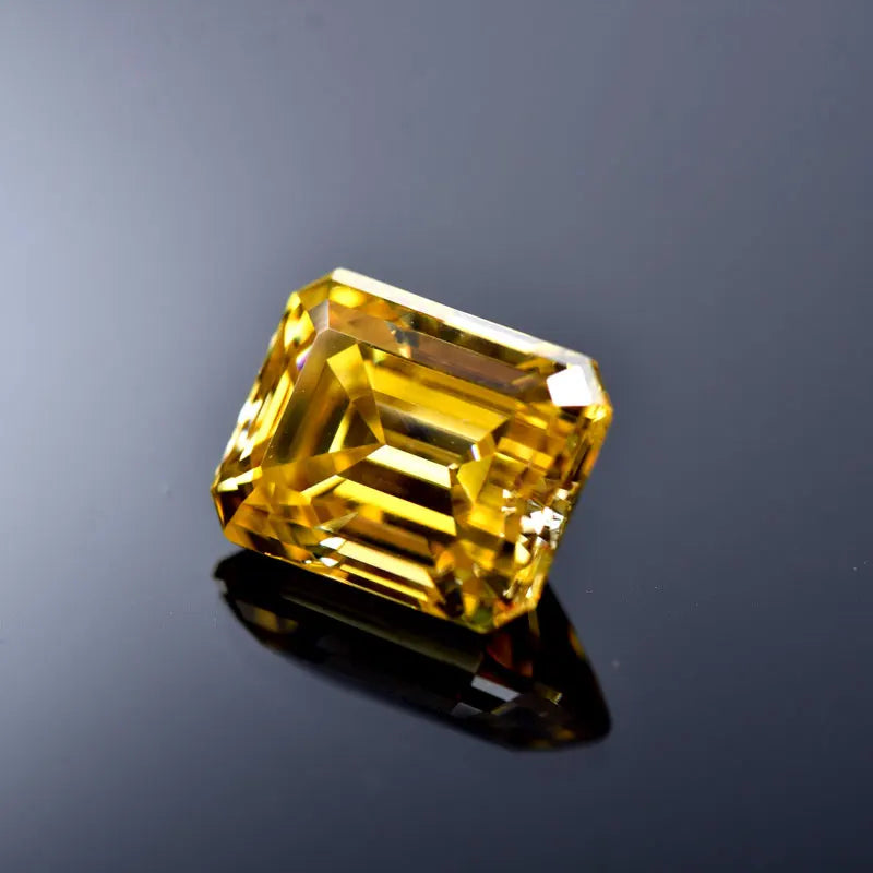 Emerald Cut Moissanite Gemstone VVS1 Golden yellow Color Certificate Stone Artificial DIY Jewelry