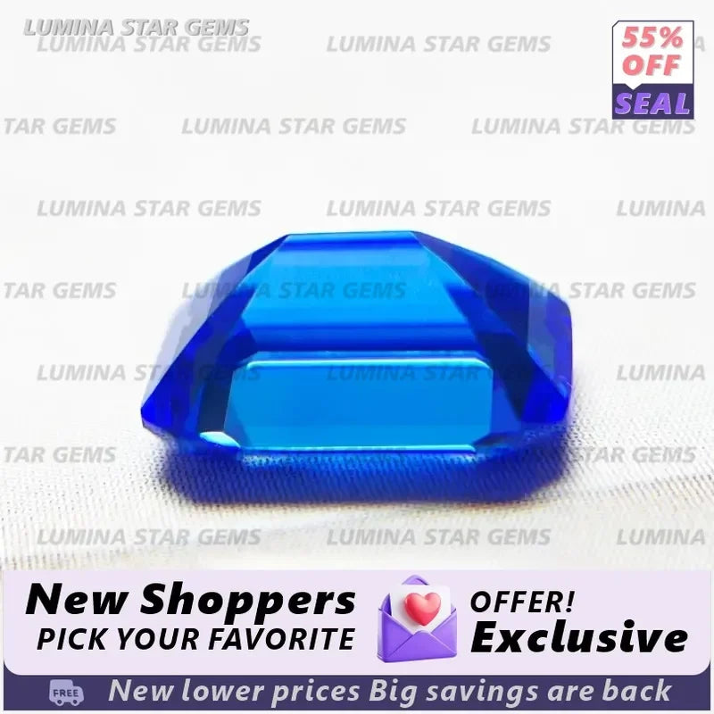 TOPLab Grown Cobalt Spinel Blue Gemstone Emerald Cut VVS1 for Lab Grown Sapphire Jewelry Making Materials DIY Wholesale
