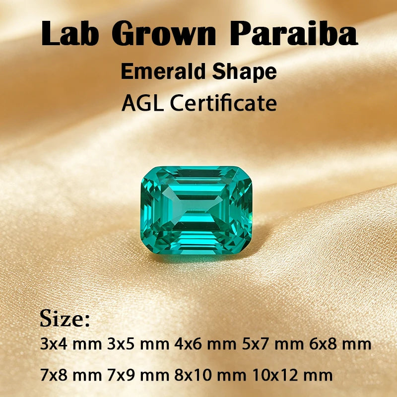 Lab Grown Paraiba Gemstone Emerald Shape Loose Gemstones For Jewelry Setting Multi Shapes Available Asscher Princess Rectangle