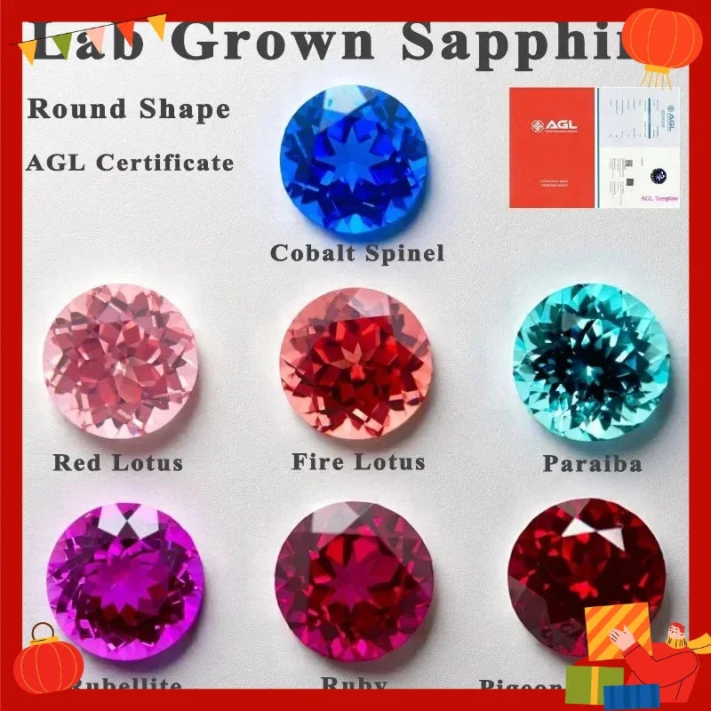 TOPRound Cut Lab Grown Cobalt Spinel Synthetic Gemstone For Diy Jewelry Making Selectable Certificate