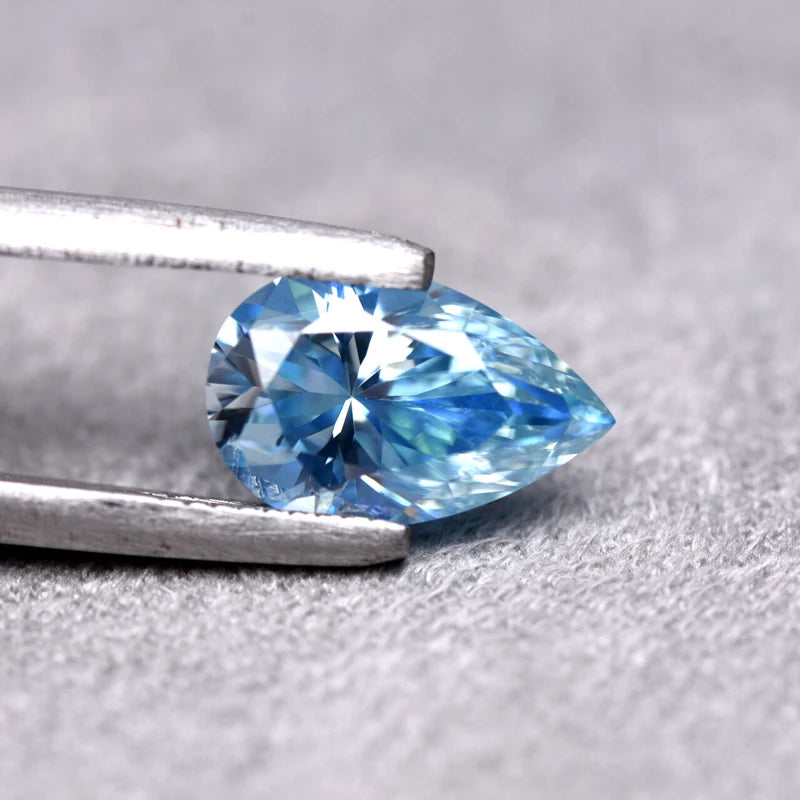 Pear Cut Aquamarine Color Moissanite Synthetic Gemstone with Certificate Charms for Jewelry Making