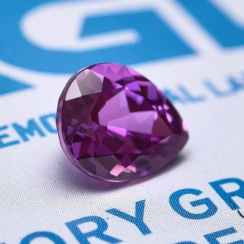 Top Quality Lab Grown Sapphire Purplish Red Color Pear Shape VVS1 Charms Beads for Jewelry Making Selectable  AGL Certificate
