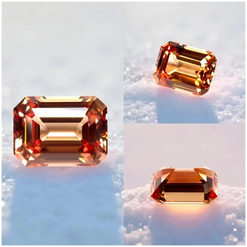 Sapphire Emerald Shape VVS1 Orange Color Lab Grown Gemstone for DIY Charms Jewelry Making Factory Wholesale with Certificate
