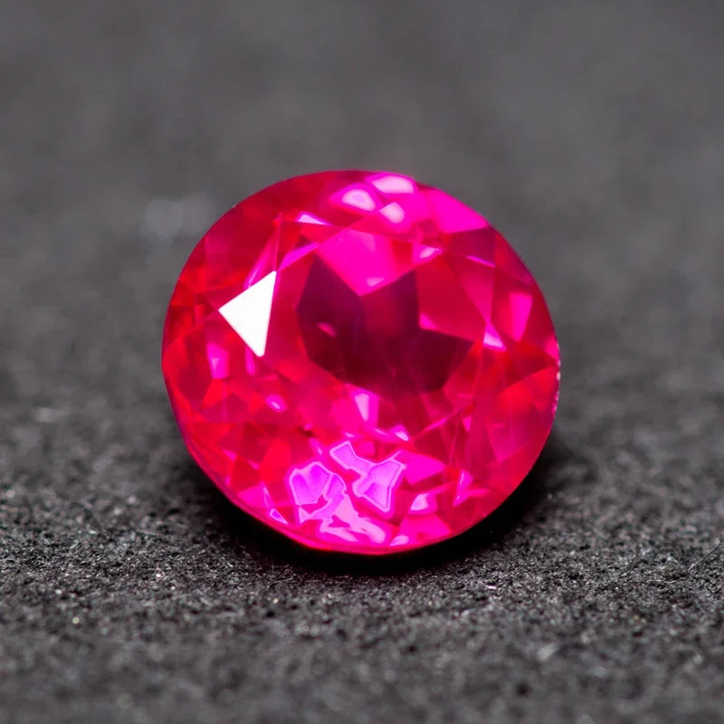 Lab Grown Ruby Round Shaped Rubellite Color for Charms Jewel Making DIY Ring Necklace Earrings Main Materials Certificate