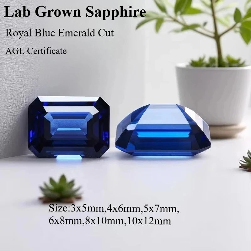 Lab Grown Sapphire Round/Oval/Emerald/Pear Cut Royal Blue Color DIY Ring Necklace Earrings Main Materials Selectable Certificate
