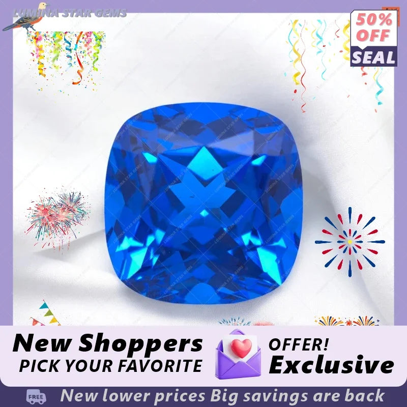 TOPTLab Grown Cobalt Spinel Cushion Cut Synthetic Gemstone