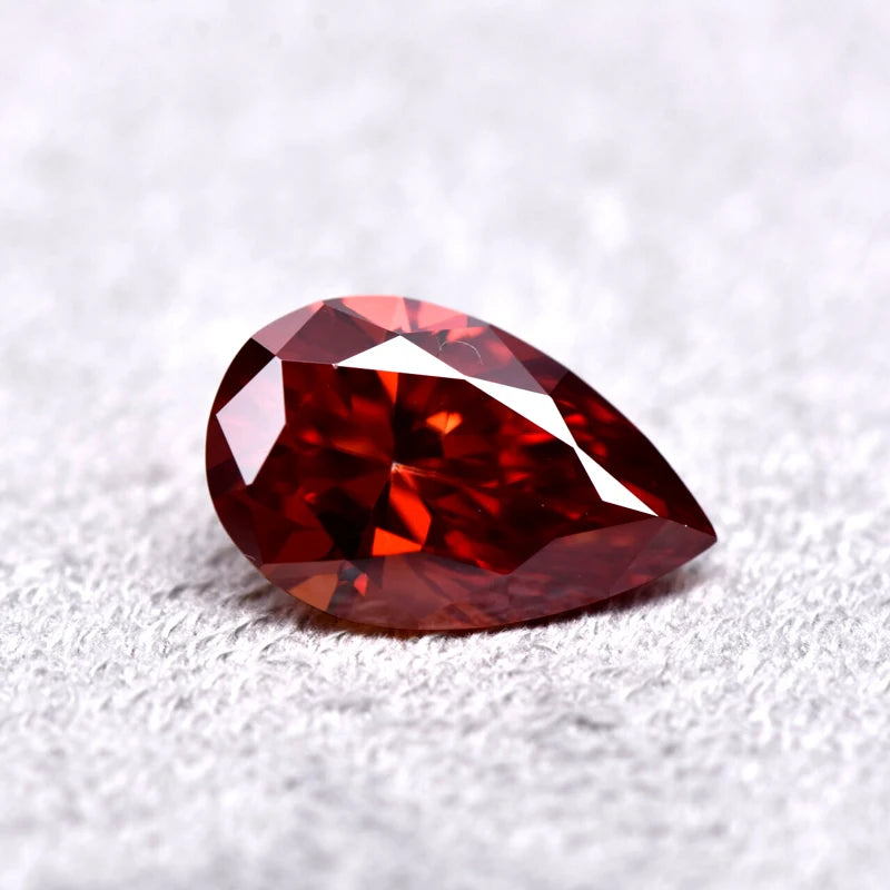 Pear Cut Garnet Color Moissanite Synthetic Gemstone with Certificate DIY Ring Necklace Earrings Main Materials