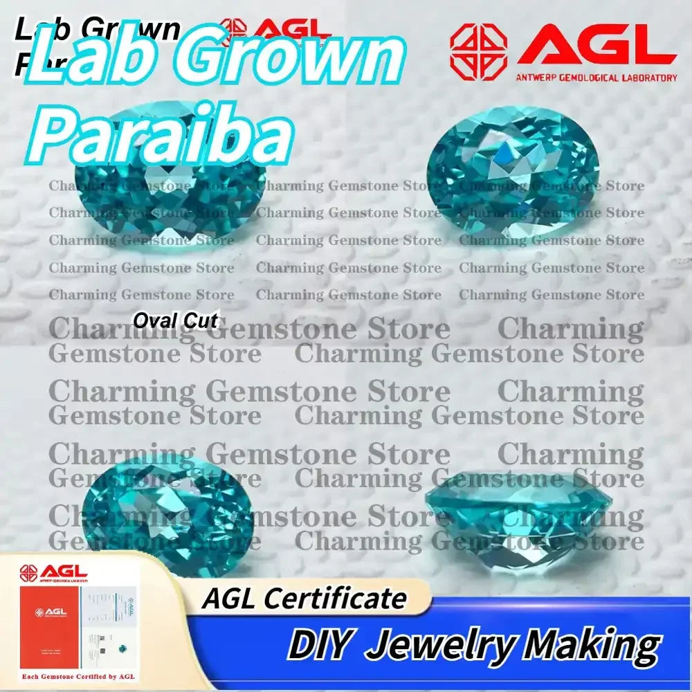 Lab Grown Paraiba Oval Gemstone for DIY Jewelry Making Inlay Ring Necklace AGL Certificate Lab Created Paraiba Tourmaline