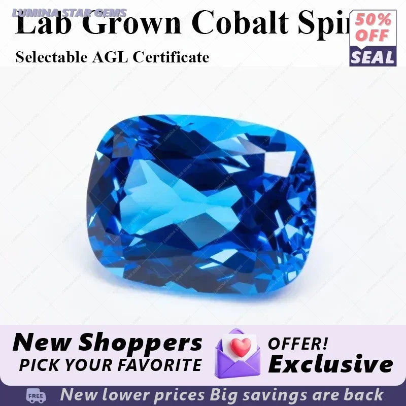 TOPTRectangular Cushion Shape Blue Demon Color  Lab Grown Cobalt Spinel