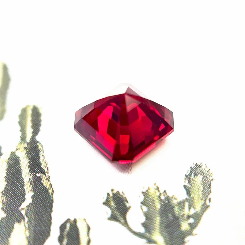 A-Lab Grown Ruby Asscher Cut Ruby Color DIY Charms Jewelry Making Main Materials Selectable AGL Certificate