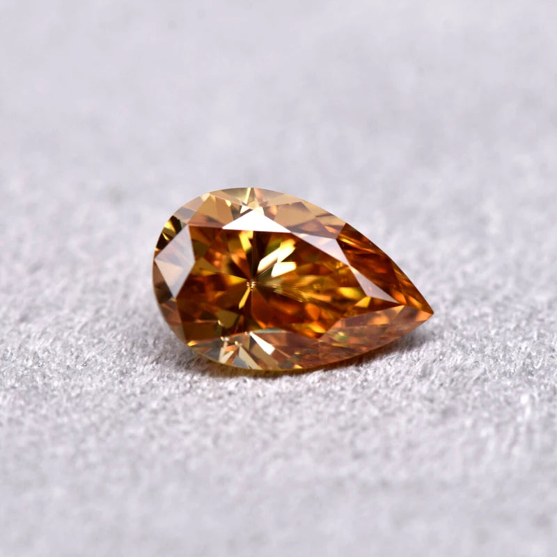 Pear Cut Champagne Color Moissanite Synthetic Gemstone with Certificate Factory Wholesale Price