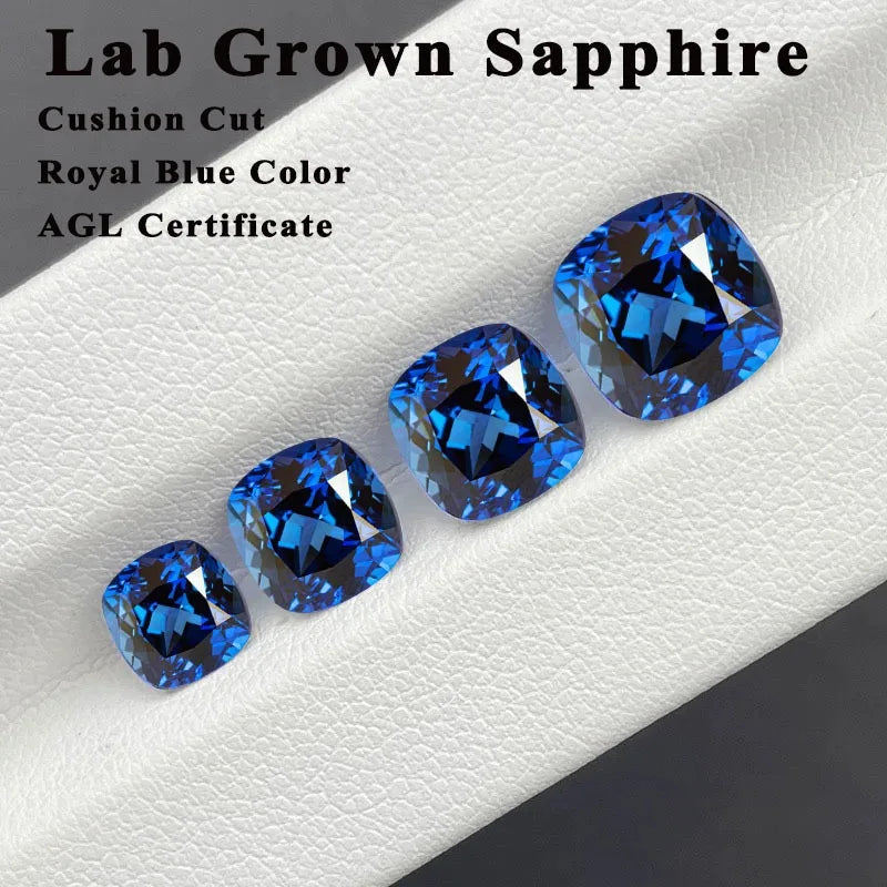 Lab Grown Sapphire Royal Blue Emerald Cut Loose Gemstone for DIY Charms Jewelry Making Main Materials Selectable AGL Certificate