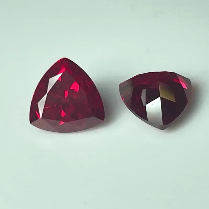 A-Hot Sales Lab Grown Ruby Triangle Cut Pigeon Blood Red Color DIY Charms Jewelry Making Main Materials Selectable AGL Certifica