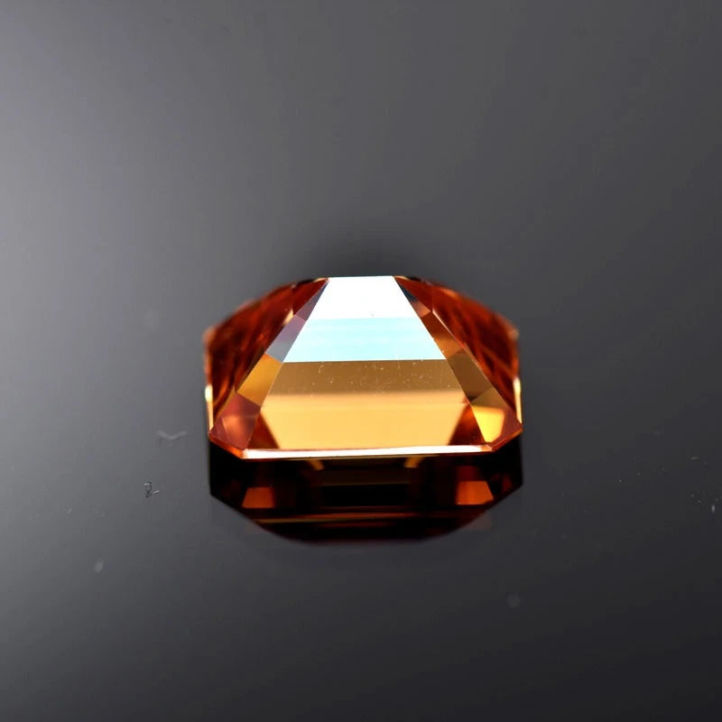 Emerald Cut Moissanite Stone VVS1 Orange Color  Certificate Artificial Gemstone DIY Jewelry
