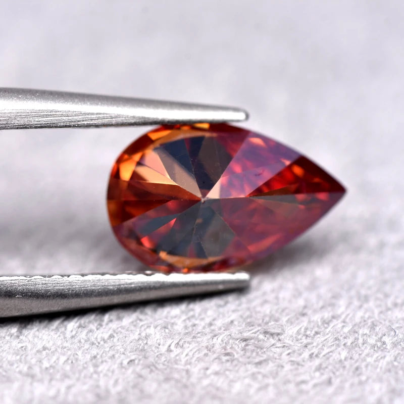 Pear Cut Garnet Color Moissanite Synthetic Gemstone with Certificate DIY Ring Necklace Earrings Main Materials