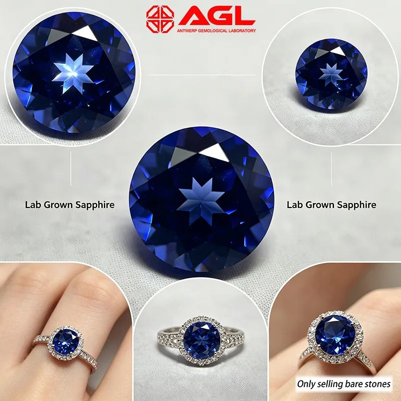 Lab Grown Sapphire Round Cut Royal Blue Color High Quality Wholesale Small Size 1.0-4.0mm for Jewelry Making Without Certificate