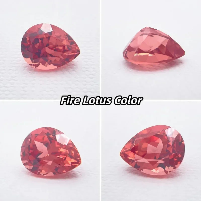 A- High Quality Lab Grown Padparadscha Pear Cut Fire Lotus Color Charms Jewelry Making Main Materials Selectable AGL Certificate