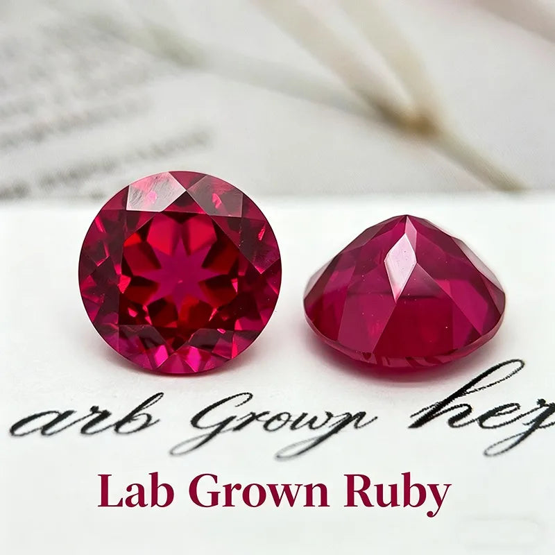Lab Grown Ruby Round Cut Ruby Color High-quality Charms DIY Jewelry Making Main Materials Selectable AGL Certificate