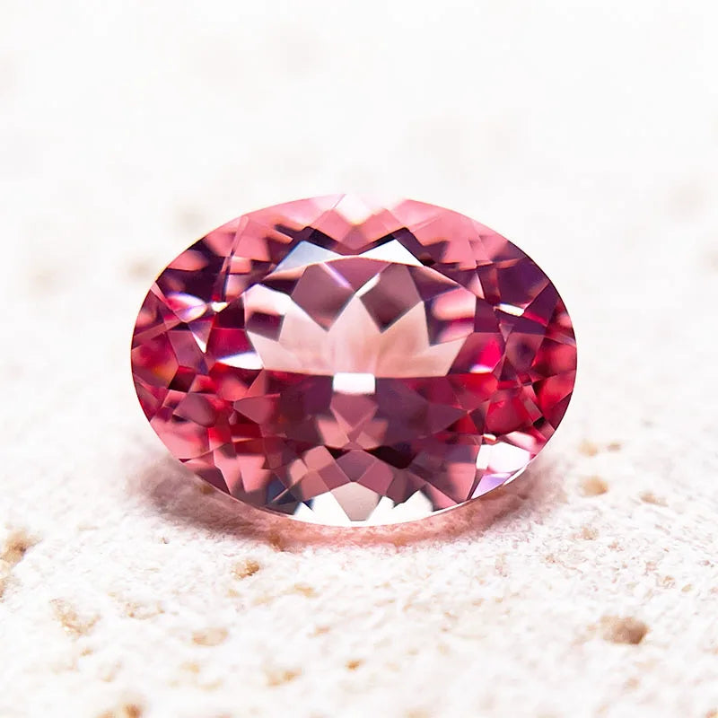 Lab Grown Sapphire Oval Cut Sunrise Pink Color DIY Charms Jewelry Rings Earring Making Main Materials Selectable AGL Certificate