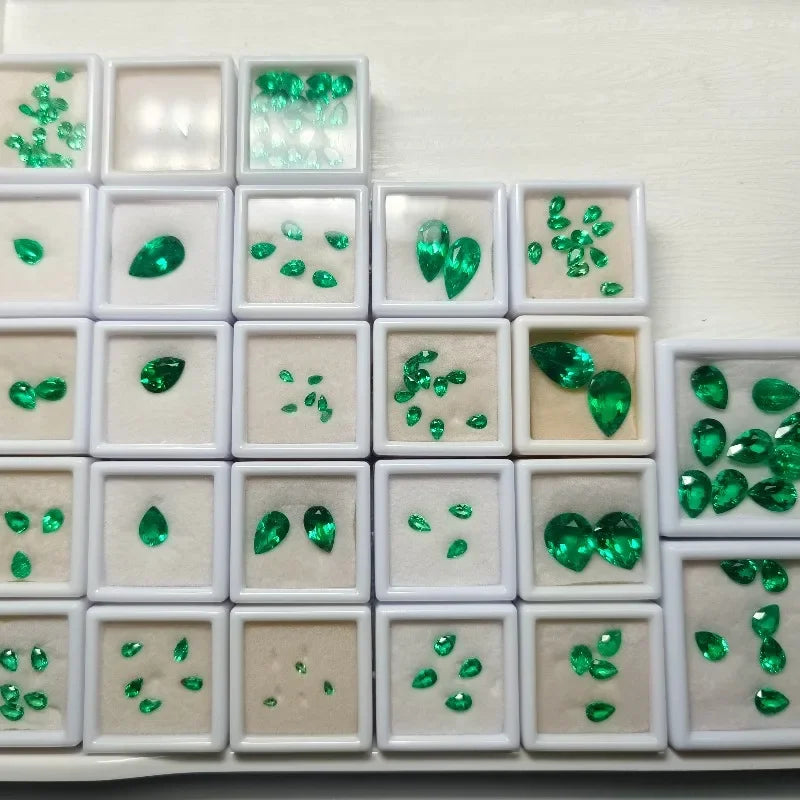 Lab Grown Colombia Emerald Pear Cut Hydrothermal Emeralds for Advanced Jewelry Making Materials Selectable AGL Certificate