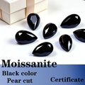 Pear Cut Black Color Moissanite Synthetic Gemstone with Certificate Extremely Shiny Quality