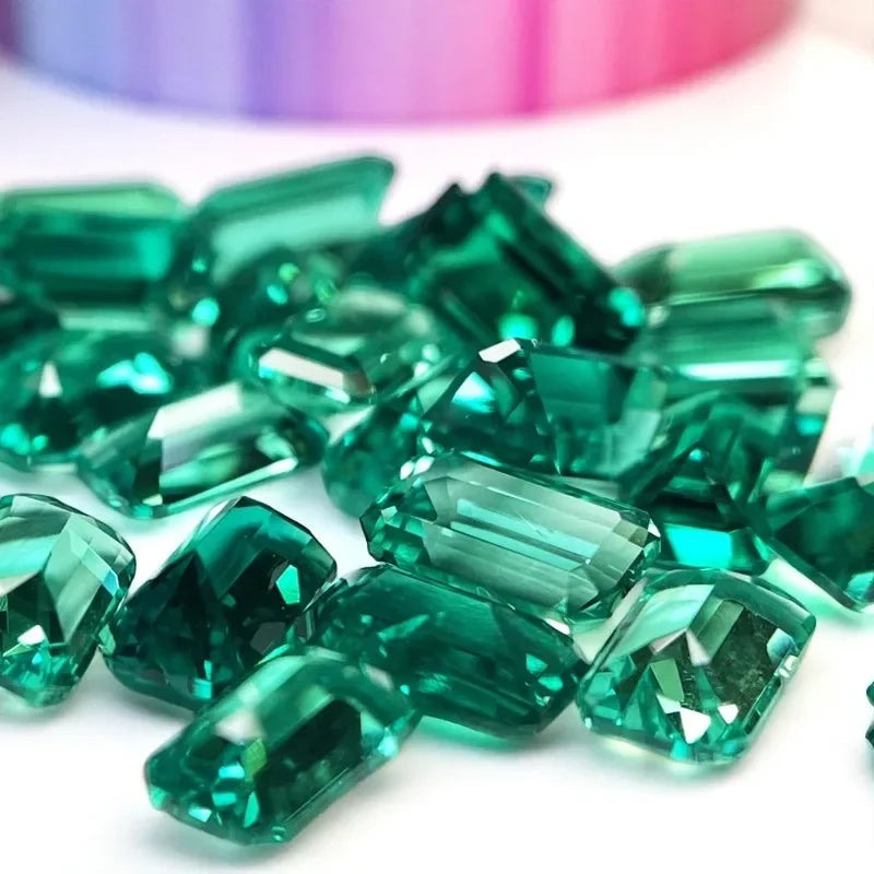 Hydrothermal Emerald Hand Cut Laboratory Columbia Emeralds Size 3x5mm  with Cracks Inclusions Inside Selectable AGL Certificate