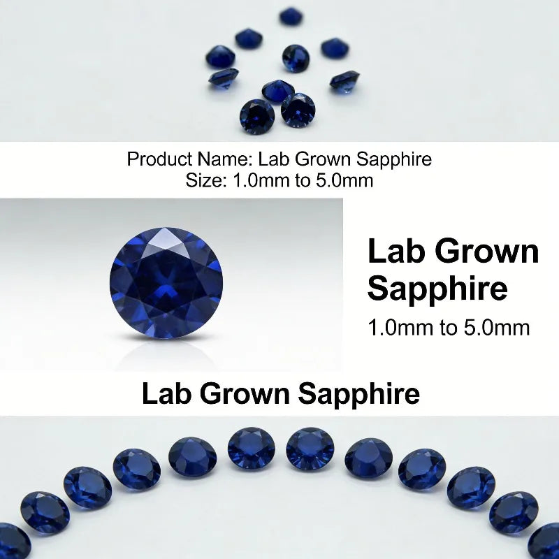 Lab Grown Sapphire Round Cut 1.0mm To 5.0mm Royal Blue for Lab Created Sapphire Jewelry Making Wholesale Bulk 10 Pieces Minimum