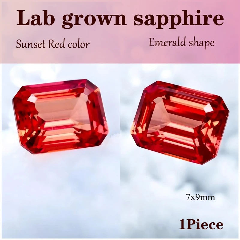 Pear Cut Lab Grown Sapphire Sunset Red Color for Charms for Jewelry Making with Certificate Wholesale Extremely Shiny Quality