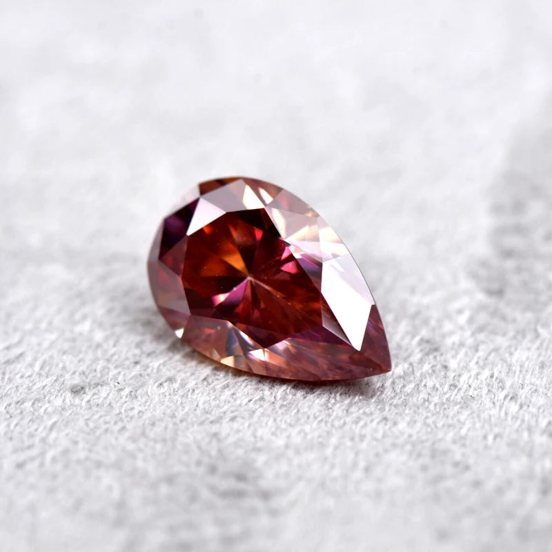 Pear Cut Watermelon Red Color Moissanite Synthetic Gemstone with Certificate DIY Jewelry Setting