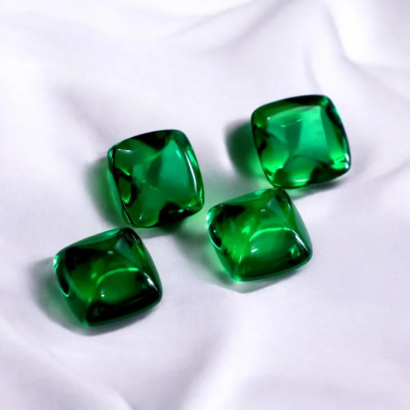Lab Grown Ruby and Emerald  Pigeon Blood Red and Zambian Green Color Sugar Loaf Shape DIY Jewelry Making Material Certificate