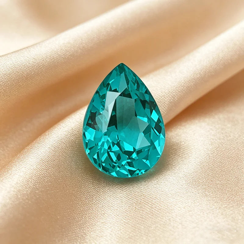 Lab Grown Paraiba Gemstone Pear Shape Loose Gemstones For Jewelry Making Setting Multi Shapes Available