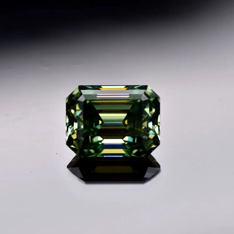 Emerald Cut Moissanite Stone VVS1 Yellow Green Color Certificate Artificial Gemstone DIY Jewelry