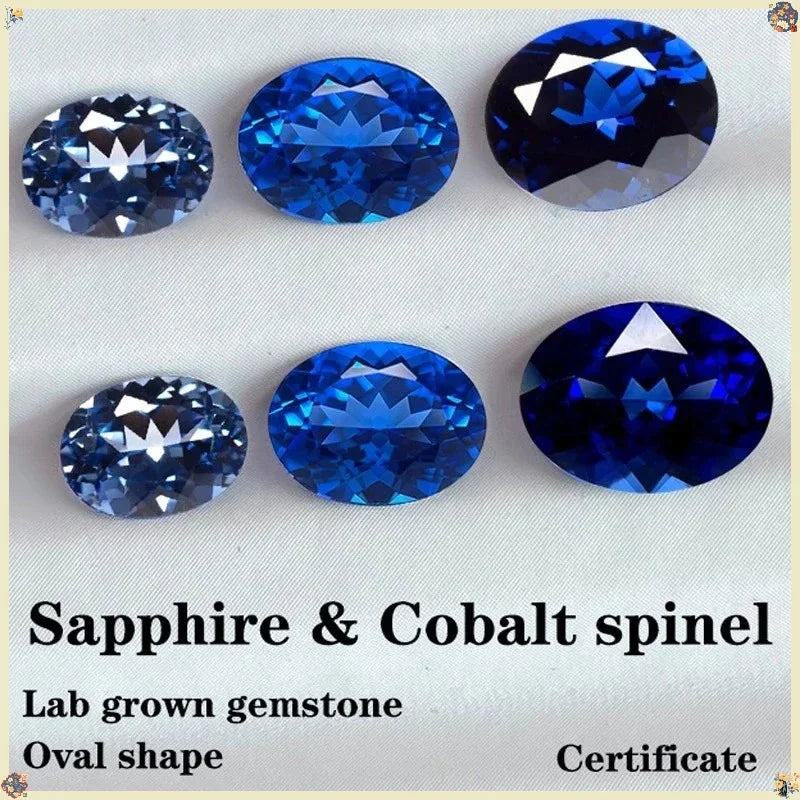 TOPLab Grown Cobalt Spinel  Oval Cut For DIY Jewelry Making Materials Selectable Certificate
