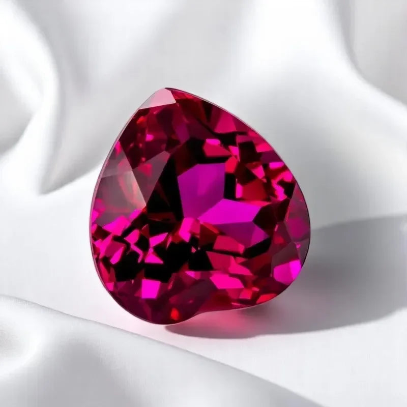 Rubellite Color Lab Grown Ruby Heart Cut Extremely Shiny Quality DIY Charms Ring Necklace Earrings Materials Certificate