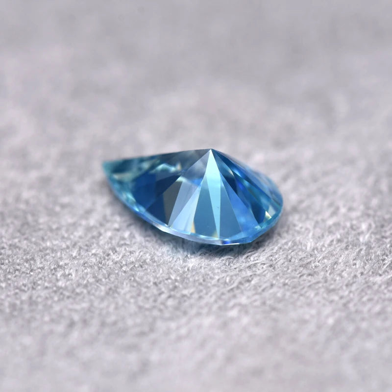 Pear Cut Aquamarine Color Moissanite Synthetic Gemstone with Certificate Charms for Jewelry Making