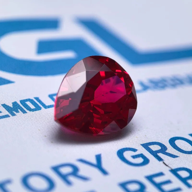 Lab Grown Ruby Pear Shape Pigeon Blood Red Color Gemstone DIY Ring Necklace Earrings Main Materials Selectable AGL Certificate