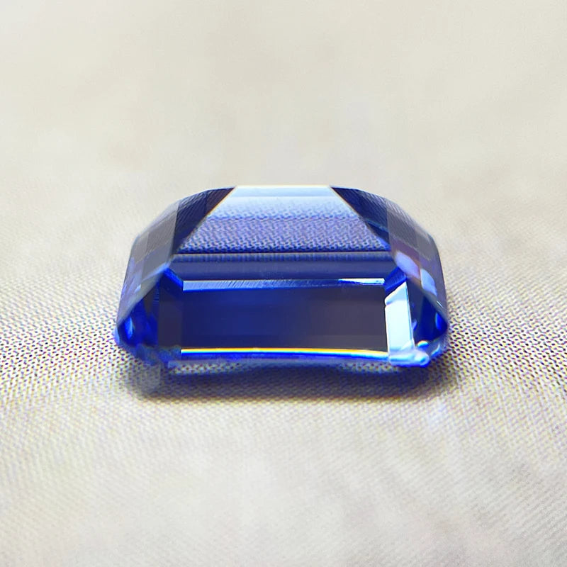 Lab Grown Sapphire Emerald Cut Cornflower Color Gemstone DIY Ring Necklace Earrings Main Materials Selectable AGL Certificate
