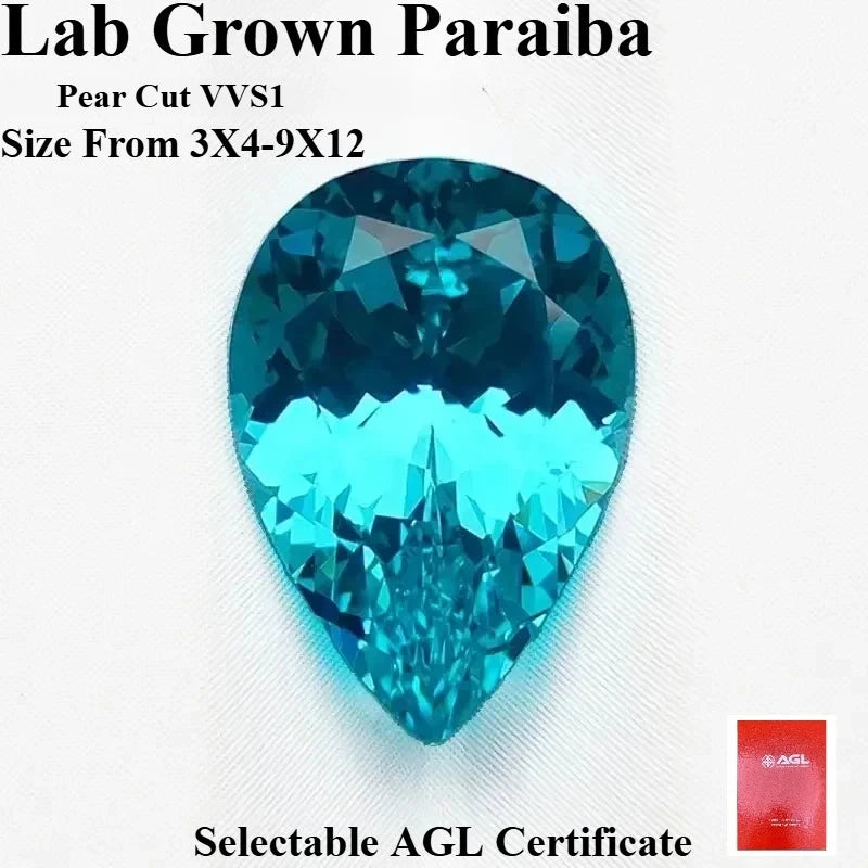 Lab Grown Paraiba Gemstones Pear Shape Top Quality Charm Beads for Diy Jewelry Rings Making Material Selectable AGL Certificate