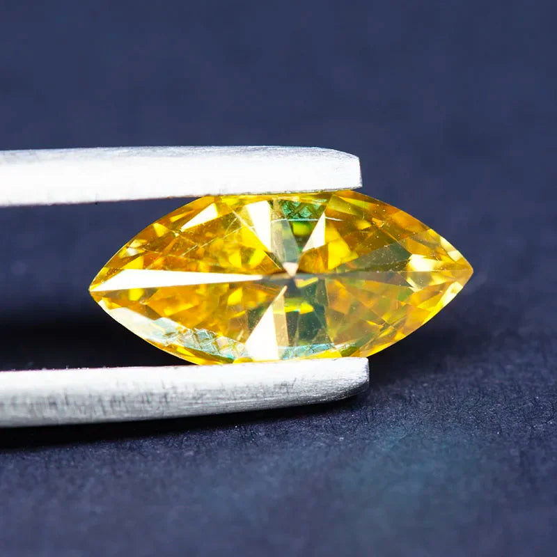 N-Moissanite Stone Golden Yellow Color Marquise Cut For Jewelry Making DIY Ring Necklace Earrings Main Materials With Certificat