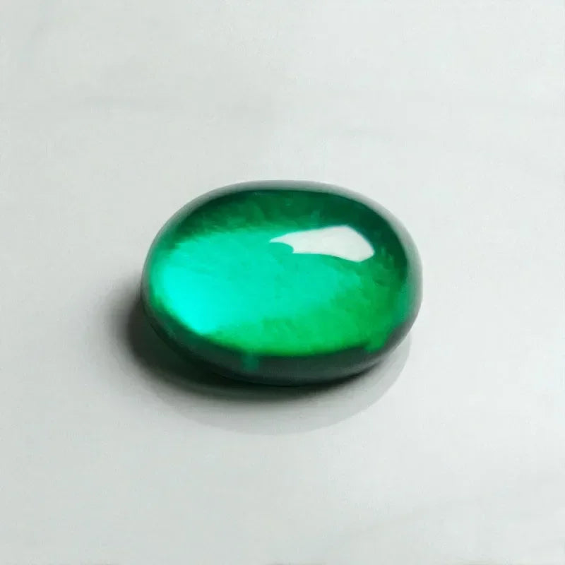 Lab Grown Zambian Emeralds Oval Shape Smooth Surface with Cracks Inclusions Inside Selectable AGL Certificate
