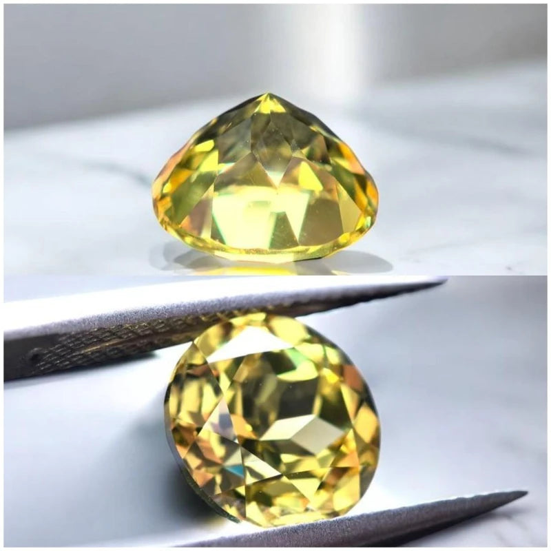 Lab Grown Sapphire Round Shape Yellow Color VVS1 DIY Charms Jewelry Making Materials with Certificate Factory Wholesale Price