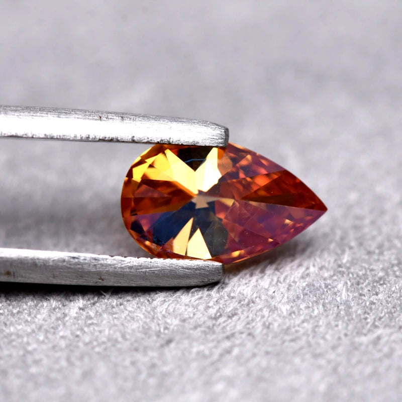 Pear Cut Orange Color Moissanite Synthetic Gemstone with Certificate of Jewelry Making
