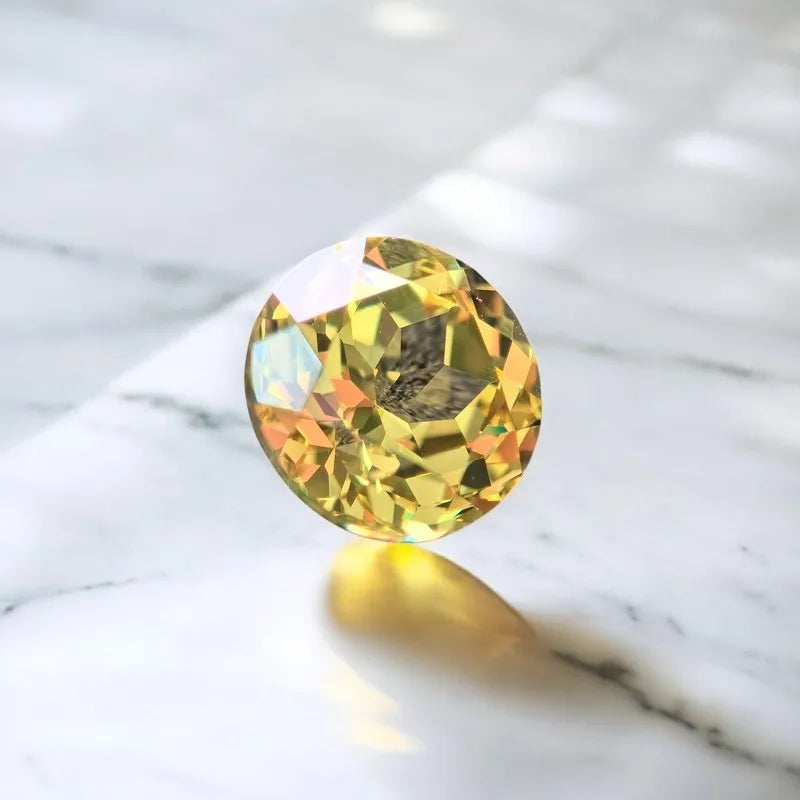 Lab Grown Sapphire Round Shape Yellow Color VVS1 DIY Charms Jewelry Making Materials with Certificate Factory Wholesale Price