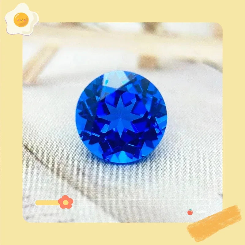 TOPRound Cut Lab Grown Cobalt Spinel Synthetic Gemstone For Diy Jewelry Making Selectable Certificate