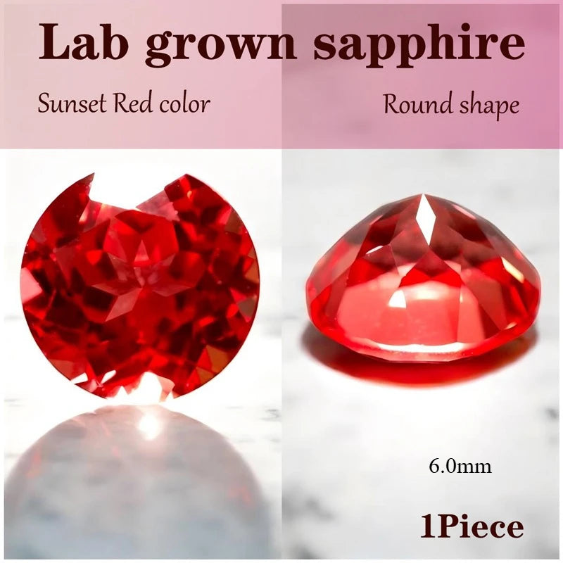 Pear Cut Lab Grown Sapphire Sunset Red Color for Charms for Jewelry Making with Certificate Wholesale Extremely Shiny Quality