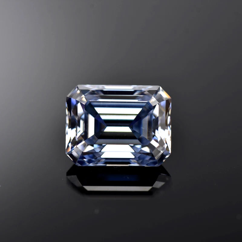 Emerald Cut Moissanite Stone VVS1 Light Purple Color Certificate Artificial Gemstone DIY Jewelry