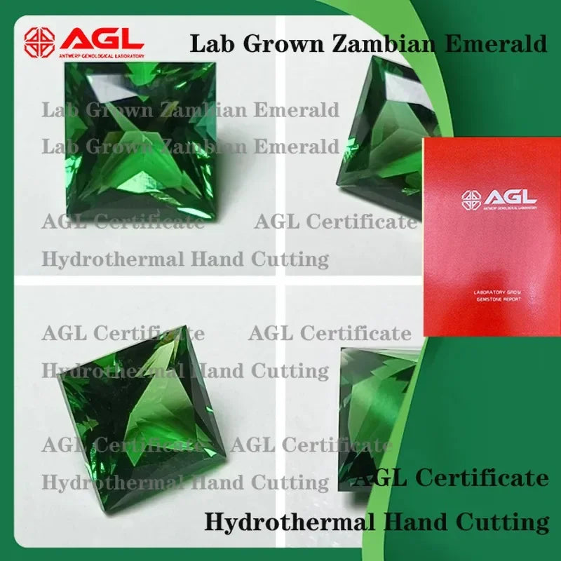 Laboratory Cultivated Zambian Emerald Gemstone for Jewelry Making Hydrothermal Grown Hand Cut Oval Round Square Emeralds with